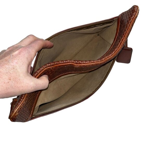 vintage brown 100% Genuine woven leather 2 pocket all basket weave clutc… - Picture 4 of 7